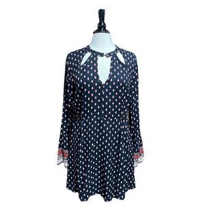 Live 4 Truth Black & Coral Print Long Sleeve Dress Size XL NWOT